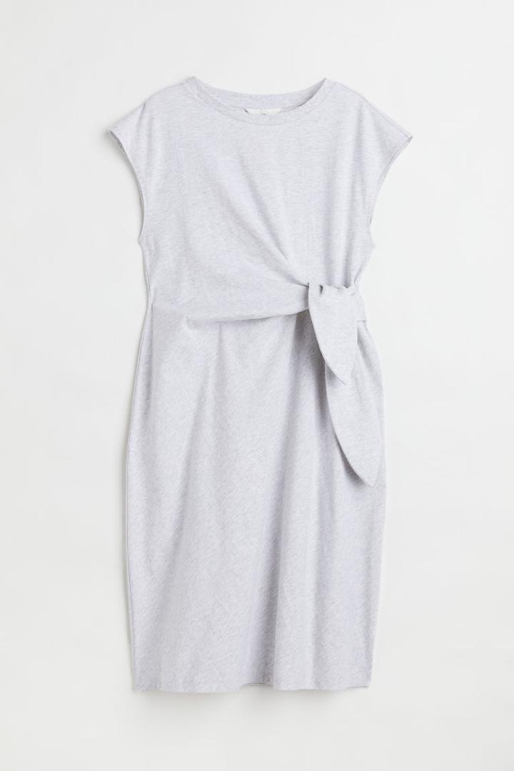 H & M - Mama Tie-detail Jersey Dress - Gray
