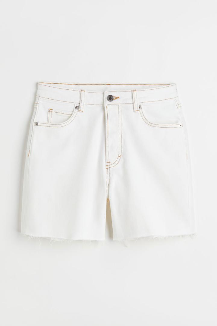 H & M - 90s Cutoff High Waist Shorts - White