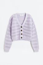 H & M - Rib-knit Cotton Cardigan - Purple