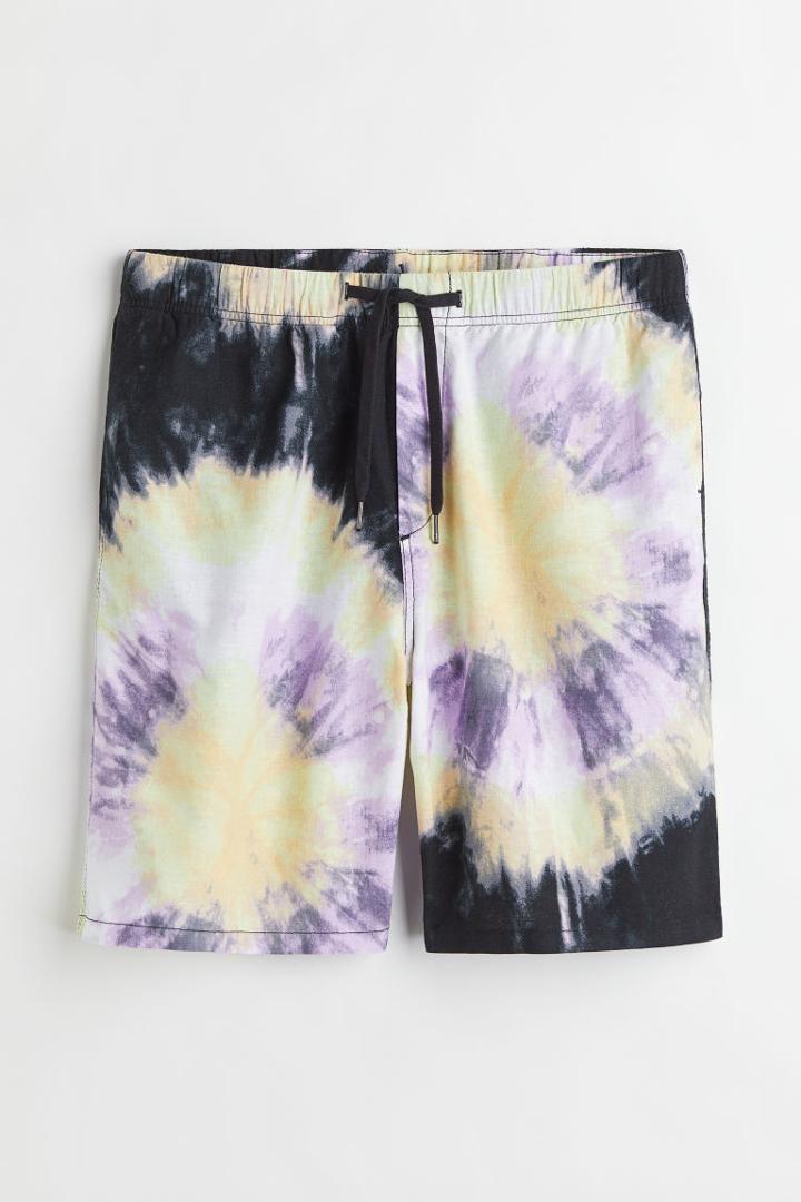 H & M - Relaxed Fit Knee-length Linen-blend Shorts - Black