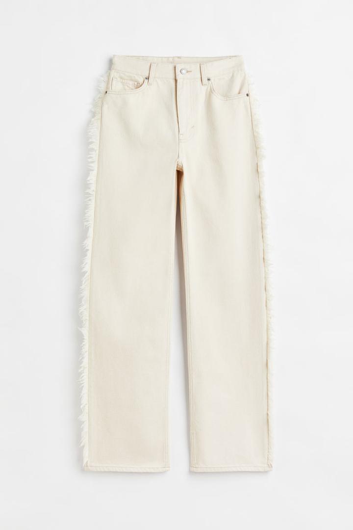 H & M - Straight Regular Jeans - White