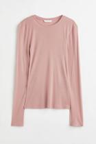 H & M - Long-sleeved Jersey Top - Pink