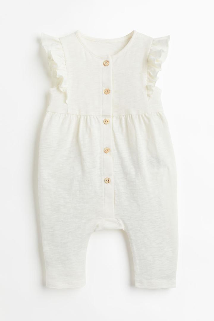 H & M - Slub Jersey Romper Suit - White