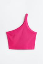 H & M - One-shoulder Crop Top - Pink