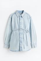 H & M - Mama Tie-belt Denim Shirt - Blue