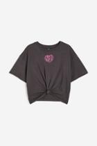 H & M - Tie-hem T-shirt - Gray