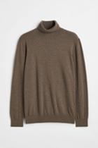 H & M - Slim Fit Fine-knit Turtleneck Sweater - Green