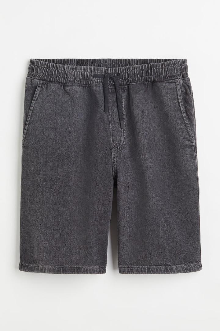 H & M - Regular Fit Denim Jogger Shorts - Gray