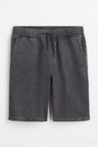 H & M - Regular Fit Denim Jogger Shorts - Gray