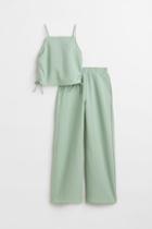 H & M - 2-piece Top And Pants Set - Green