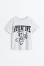 H & M - Printed Cotton T-shirt - Gray