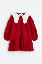 H & M - Collared Sweatshirt Dress - Red