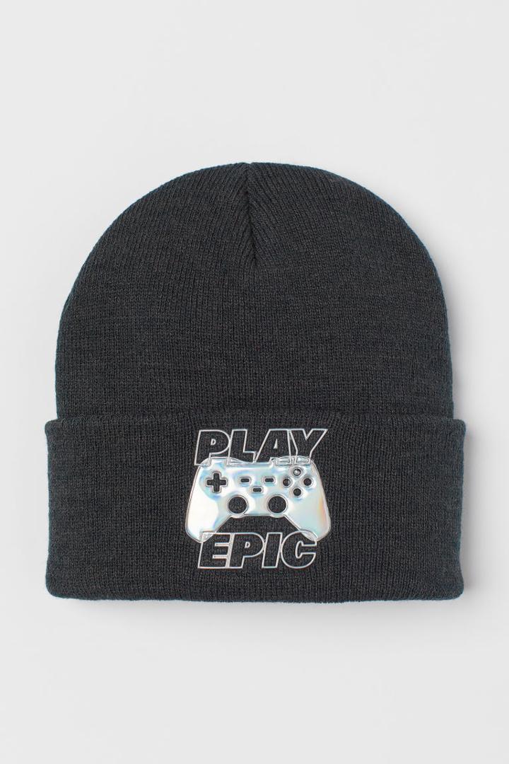 H & M - Appliqu-detail Hat - Gray