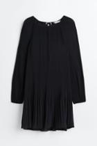 H & M - Pleated Chiffon Dress - Black