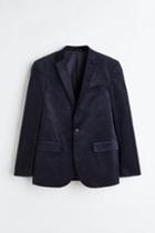 H & M - Slim Fit Velvet Jacket - Blue