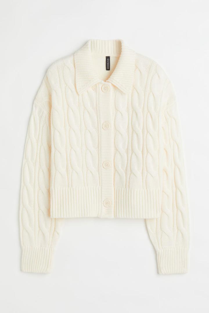 H & M - Cable-knit Cardigan - White