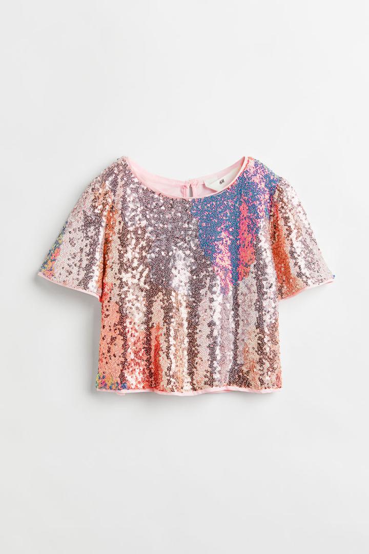 H & M - Sequined Blouse - Orange