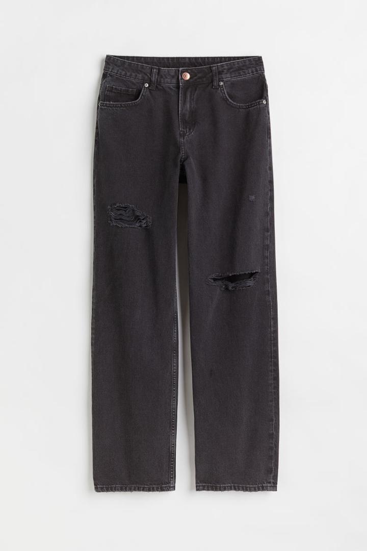 H & M - Wide Low Waist Jeans - Black