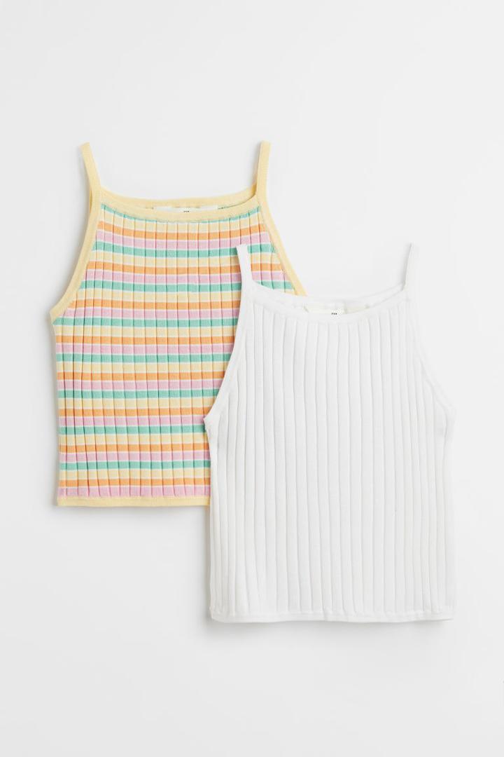 H & M - 2-pack Rib-knit Tops - White