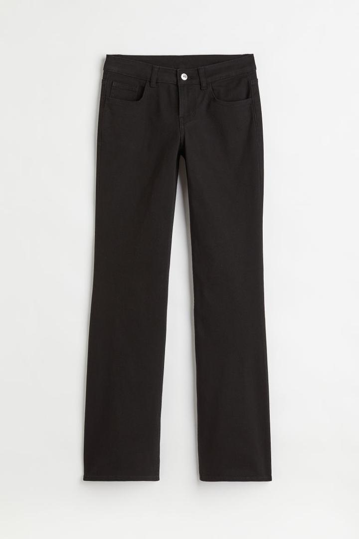 H & M - Low Waist Flared Twill Pants - Black