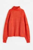 H & M - Turtleneck Jacquard-knit Sweater - Orange