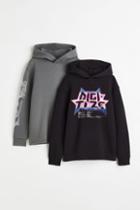 H & M - 2-pack Printed Hoodies - Black