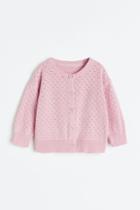 H & M - Pointelle-knit Cardigan - Pink
