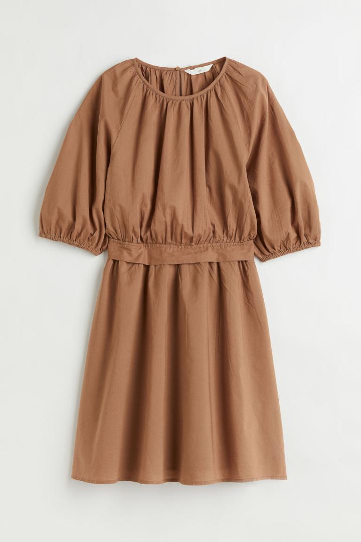H & M - Tie-back Dress - Beige