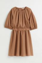 H & M - Tie-back Dress - Beige