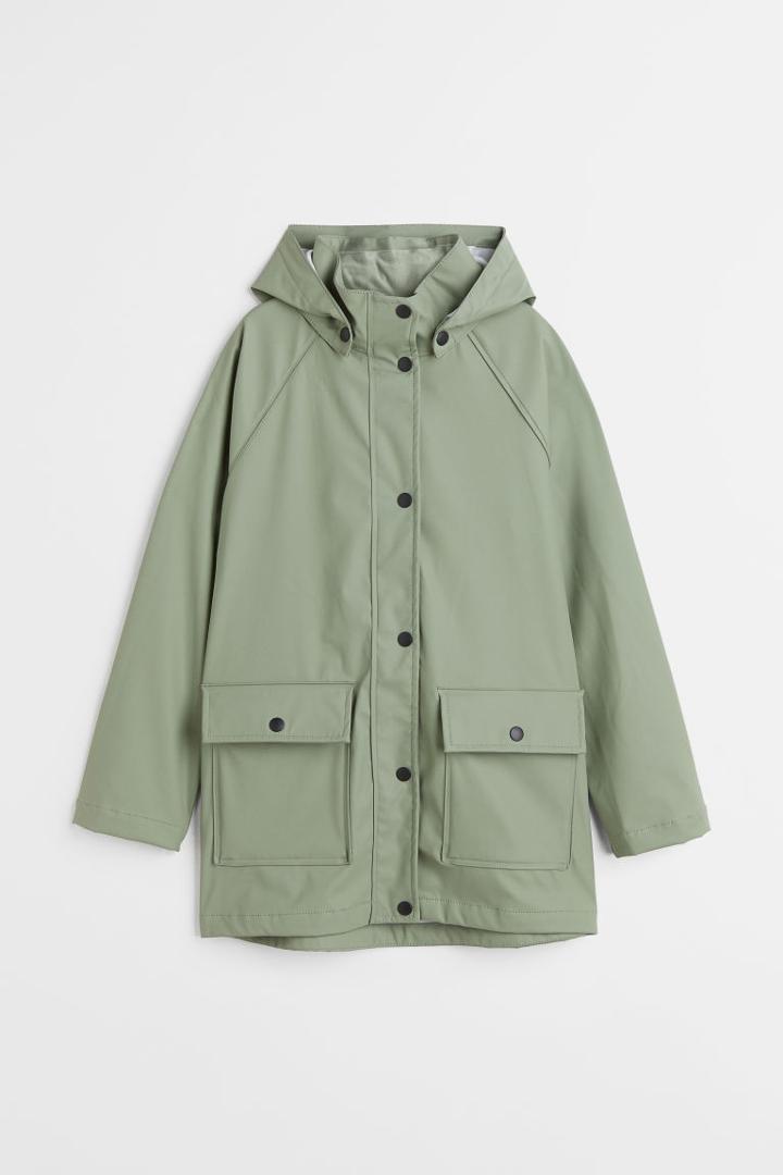 H & M - Hooded Rain Jacket - Green