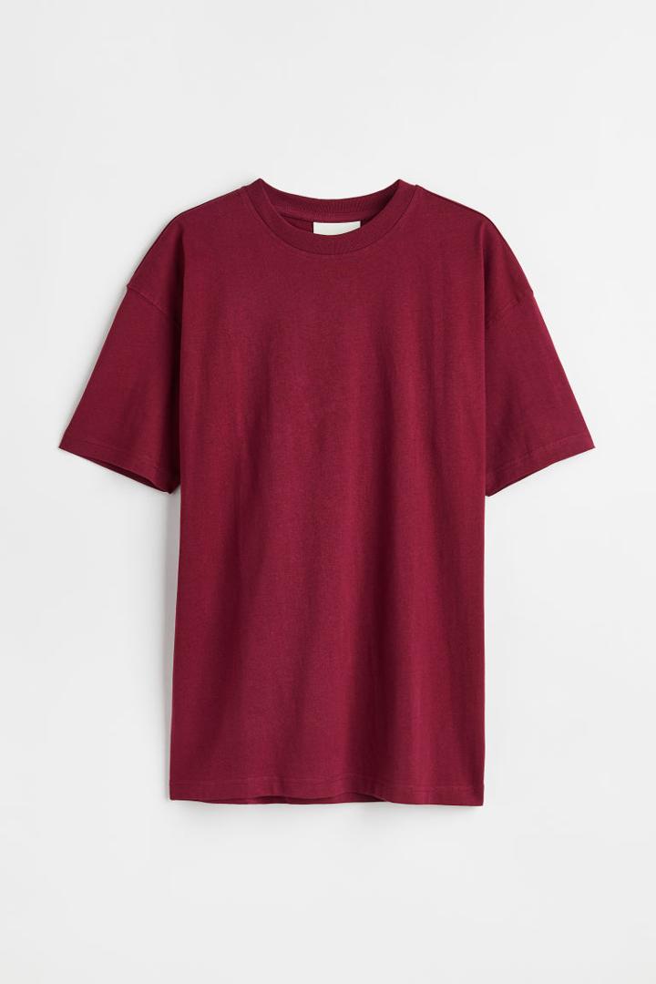 H & M - Oversized Fit Cotton T-shirt - Red