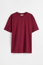 H & M - Oversized Fit Cotton T-shirt - Red