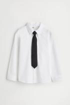 H & M - Shirt And Tie/bow Tie - White