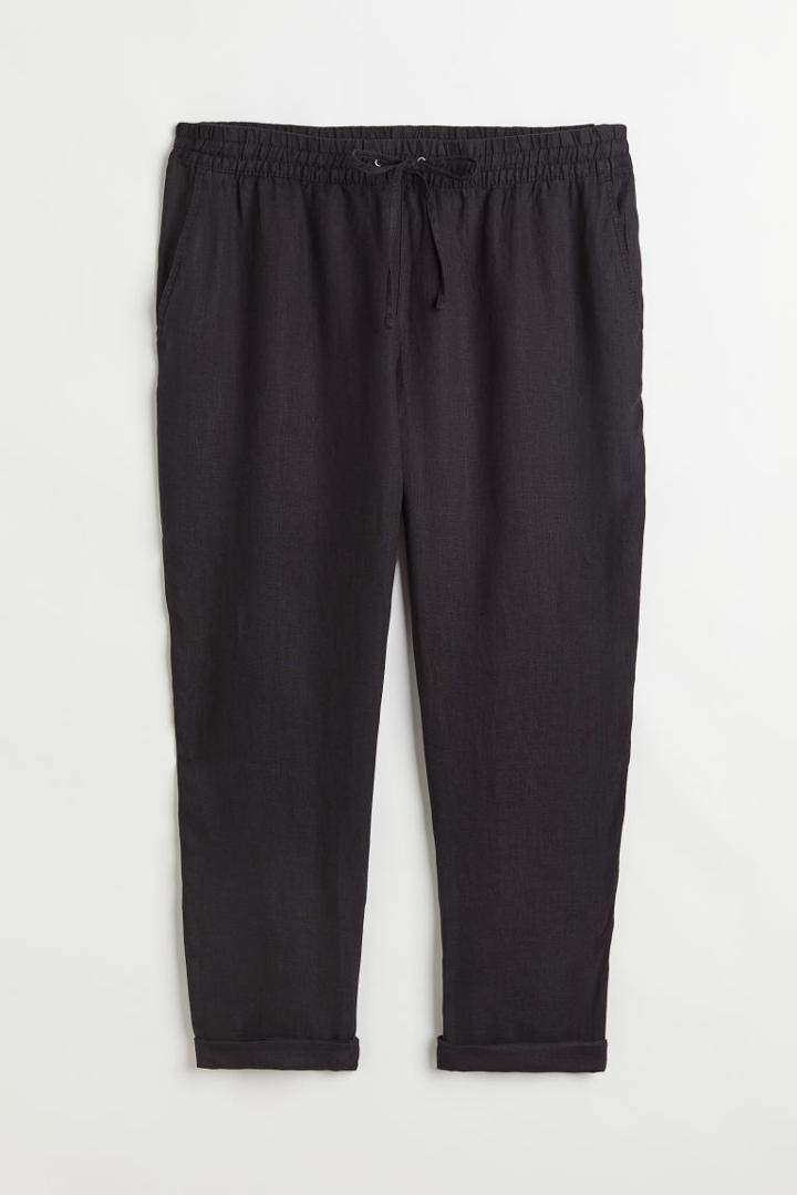 H & M - H & M+ Linen Joggers - Black