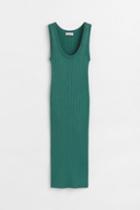 H & M - Rib-knit Bodycon Dress - Green