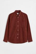 H & M - Regular Fit Corduroy Shirt - Beige