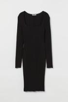 H & M - Rib-knit Dress - Black