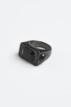 H & M - Plastic Signet Ring - Black