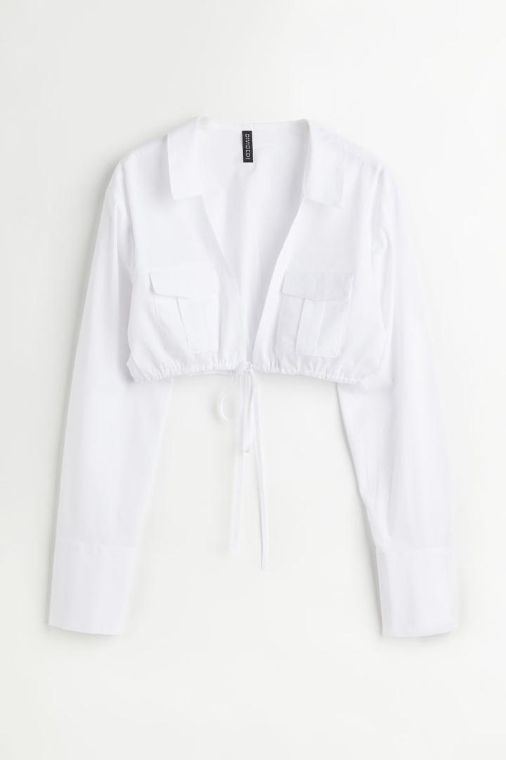 H & M - Utility Crop Shirt - White