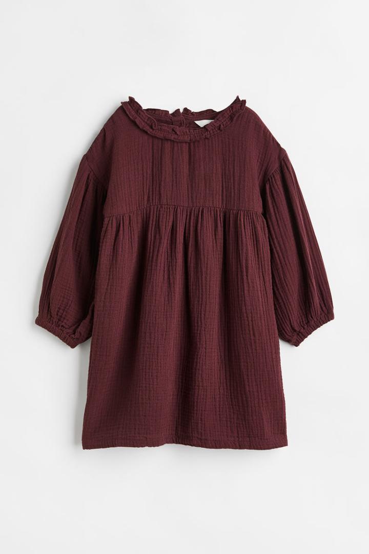 H & M - Balloon-sleeved Cotton Dress - Pink