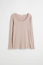 H & M - Mama Ribbed Lace-trimmed Top - Pink