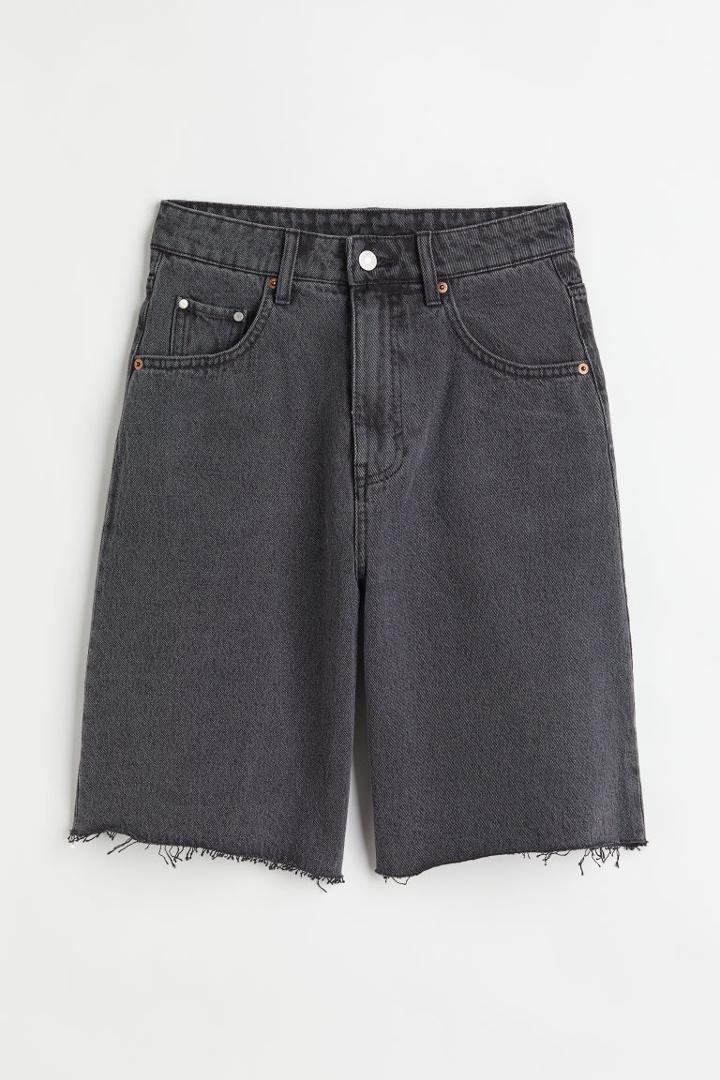 H & M - Wide Bermuda High Waist Shorts - Black