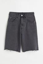 H & M - Wide Bermuda High Waist Shorts - Black