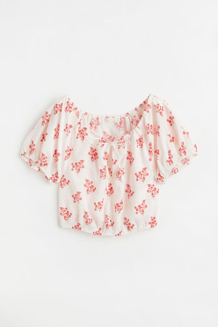 H & M - Linen-blend Blouse - Red