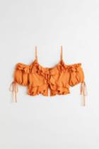 H & M - Flounced Off-the-shoulder Blouse - Orange