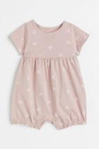 H & M - Short-sleeved Romper Suit - Pink