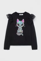 H & M - Sequin-design Sweater - Black