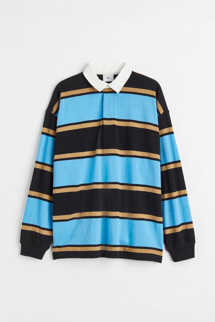 H & M - Oversized Fit Cotton Rugby Shirt - Blue