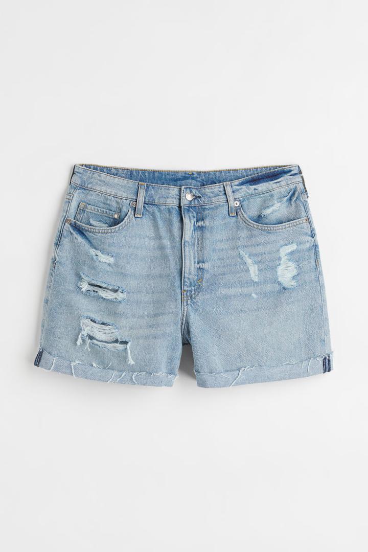 H & M - H & M+ Mom Comfort High Denim Shorts - Blue