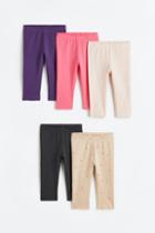 H & M - 5-pack Cotton Leggings - Orange